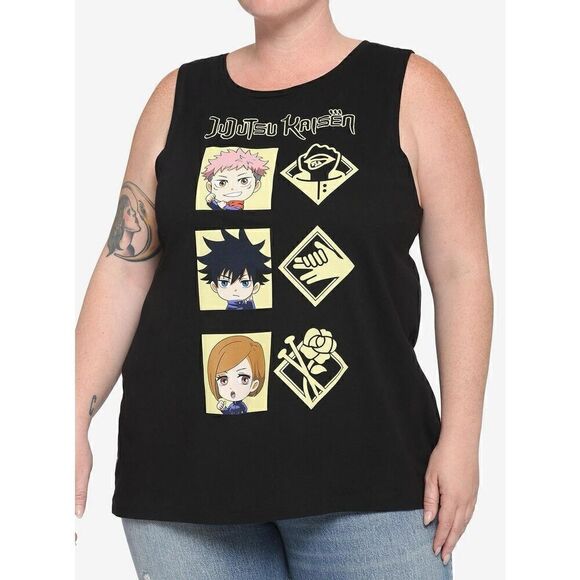 Jujutsu Kaisen Chibi First Years Girls Muscle Tank Top Plus Size 3 - Picture 1 of 8